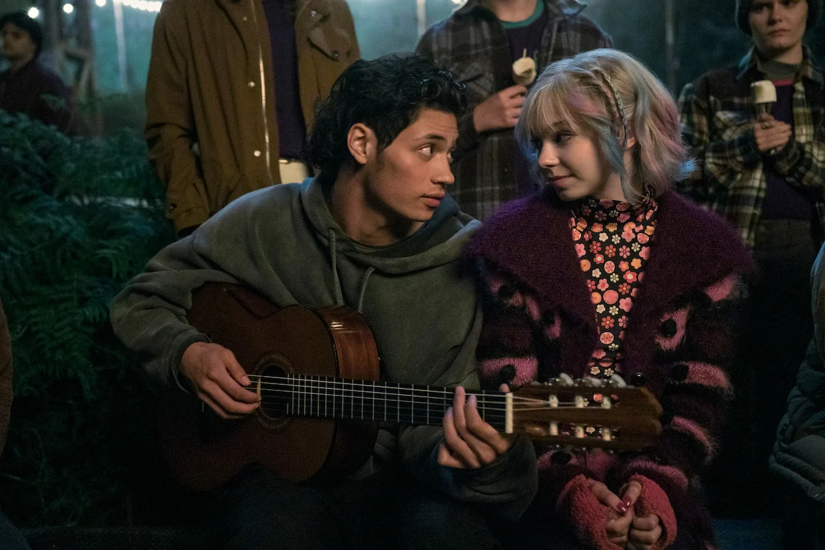 Emma Myers as Enid Sinclair with Noah B. Taylor as Bruno in Wednesday Season 2