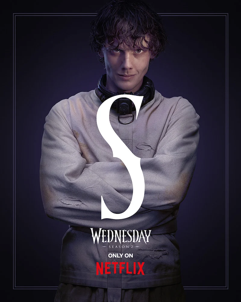 Tyler Galpin key art from Wednesday Season 2 featuring Hunter Doohan